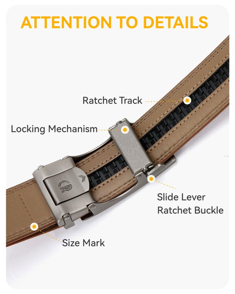 CHAOREN Mens Belt - Mens Ratchet Belt Leather 1 3/8" for Dress Pant - Micro Adjustable Belt Fit Everywhere - Image 3